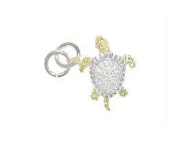 14k 2/tone 17mm Sea Turtle Charm with 21 Diamonds