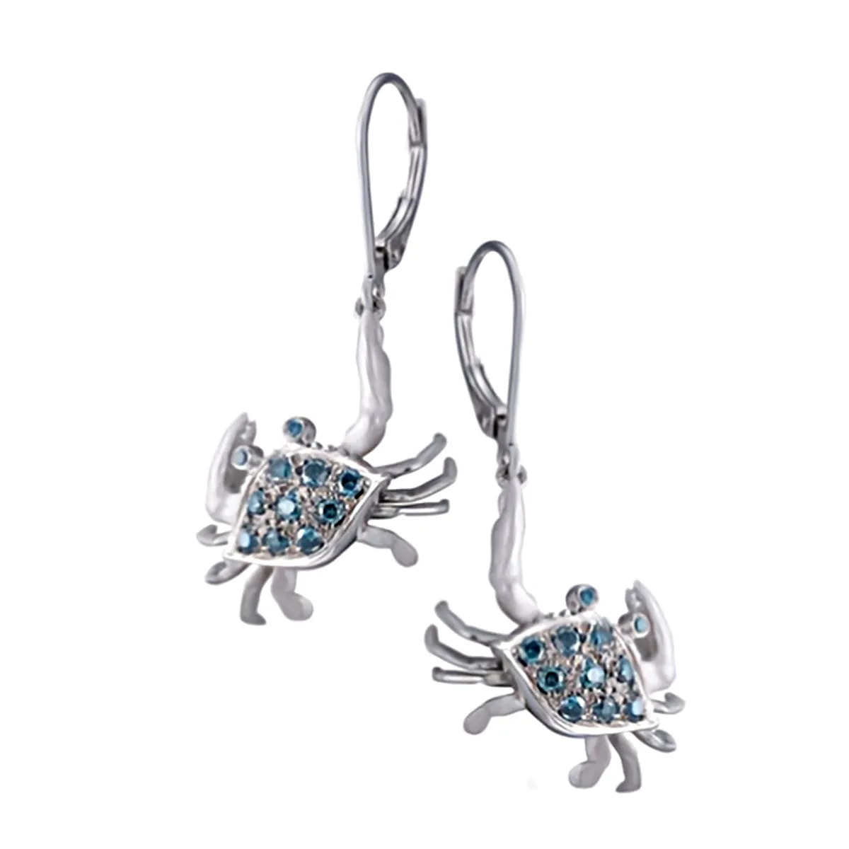 14k 2/tone Crab Earrings with 22 Blue Diamonds