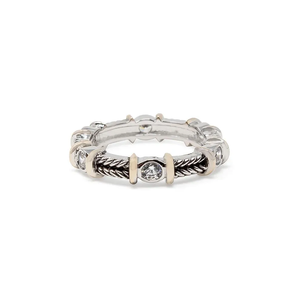 2Tone Eternity Ring Cable with Clear CZ