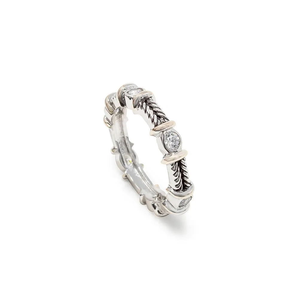 2Tone Eternity Ring Cable with Clear CZ