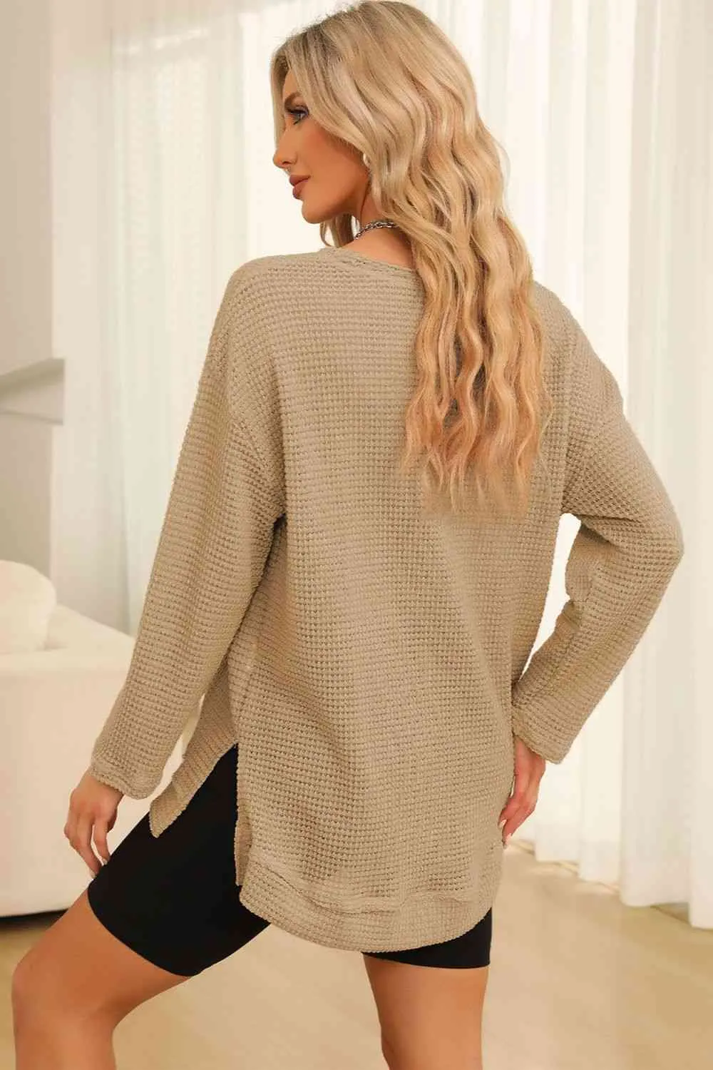 7 Cozy Oversized Waffle-Knit Sweatshirt (S - 2X)