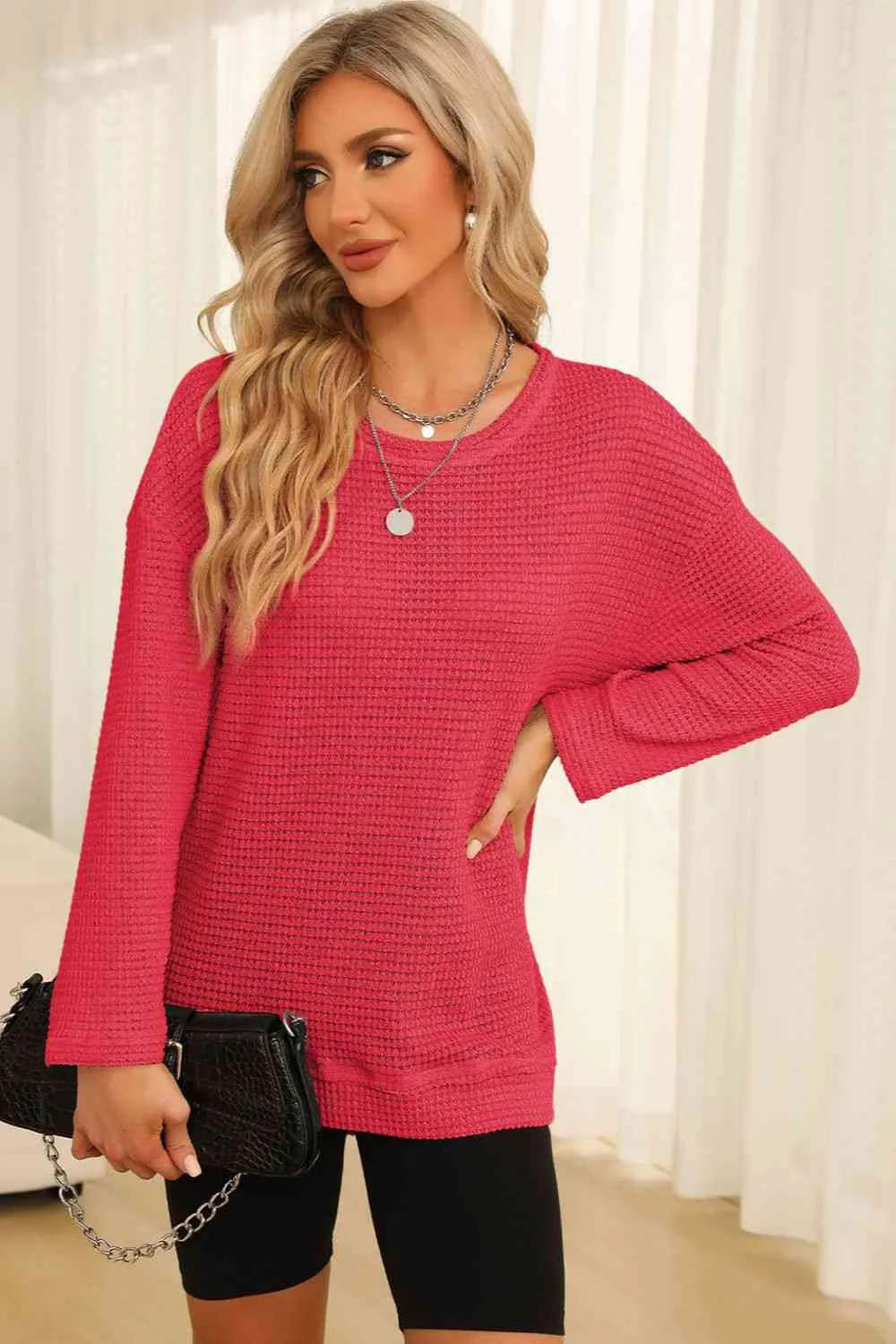 7 Cozy Oversized Waffle-Knit Sweatshirt (S - 2X)