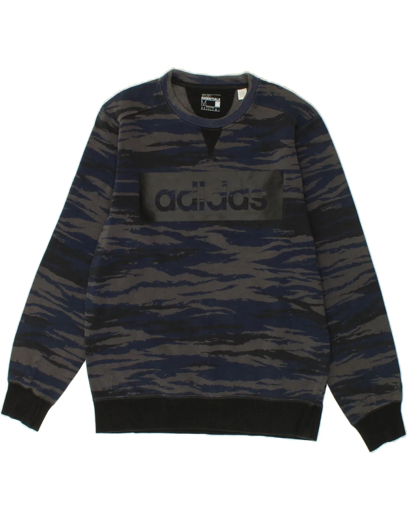 ADIDAS Mens Abstract Pattern Graphic Sweatshirt Jumper Medium Navy Blue