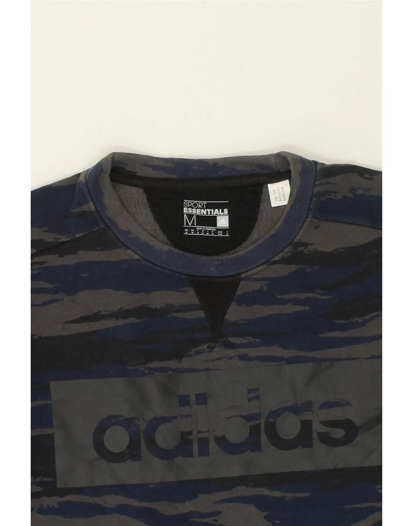 ADIDAS Mens Abstract Pattern Graphic Sweatshirt Jumper Medium Navy Blue