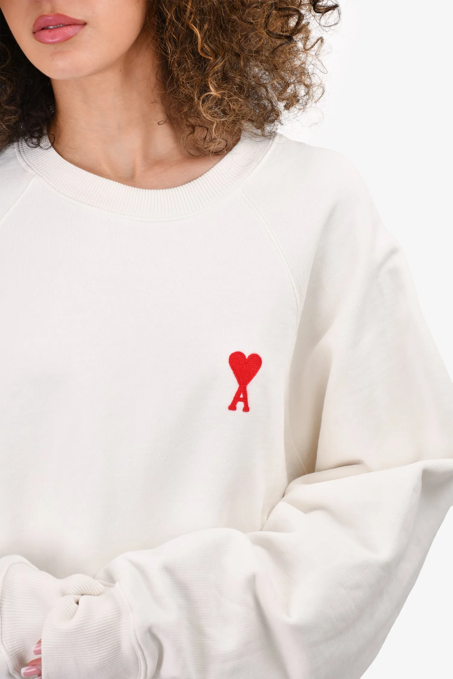 Ami Paris White 'Ami de Coeur' Crewneck Sweatshirt Size L