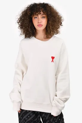 Ami Paris White 'Ami de Coeur' Crewneck Sweatshirt Size L