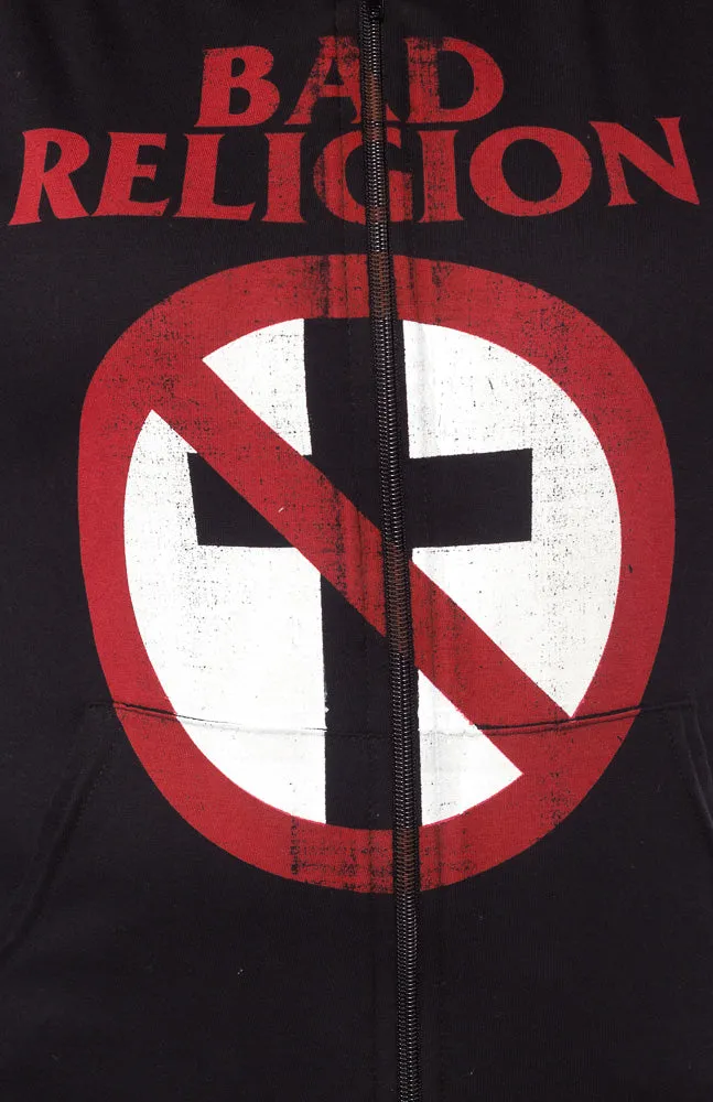 BAD RELIGION DISTRESSED LOGO LIGHT WEIGHT HOODIE