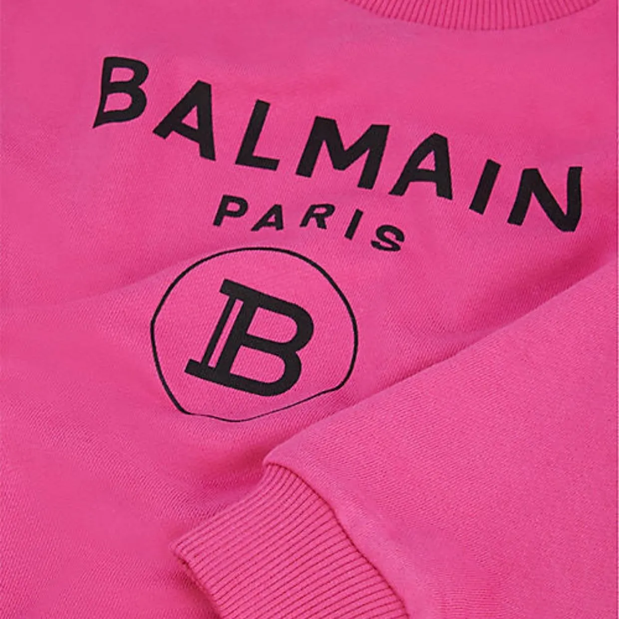 Balmain Kids Printed Logo Pink Cotton Sweatshirt