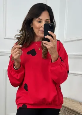 Barbara Red Black Heart Sweatshirt