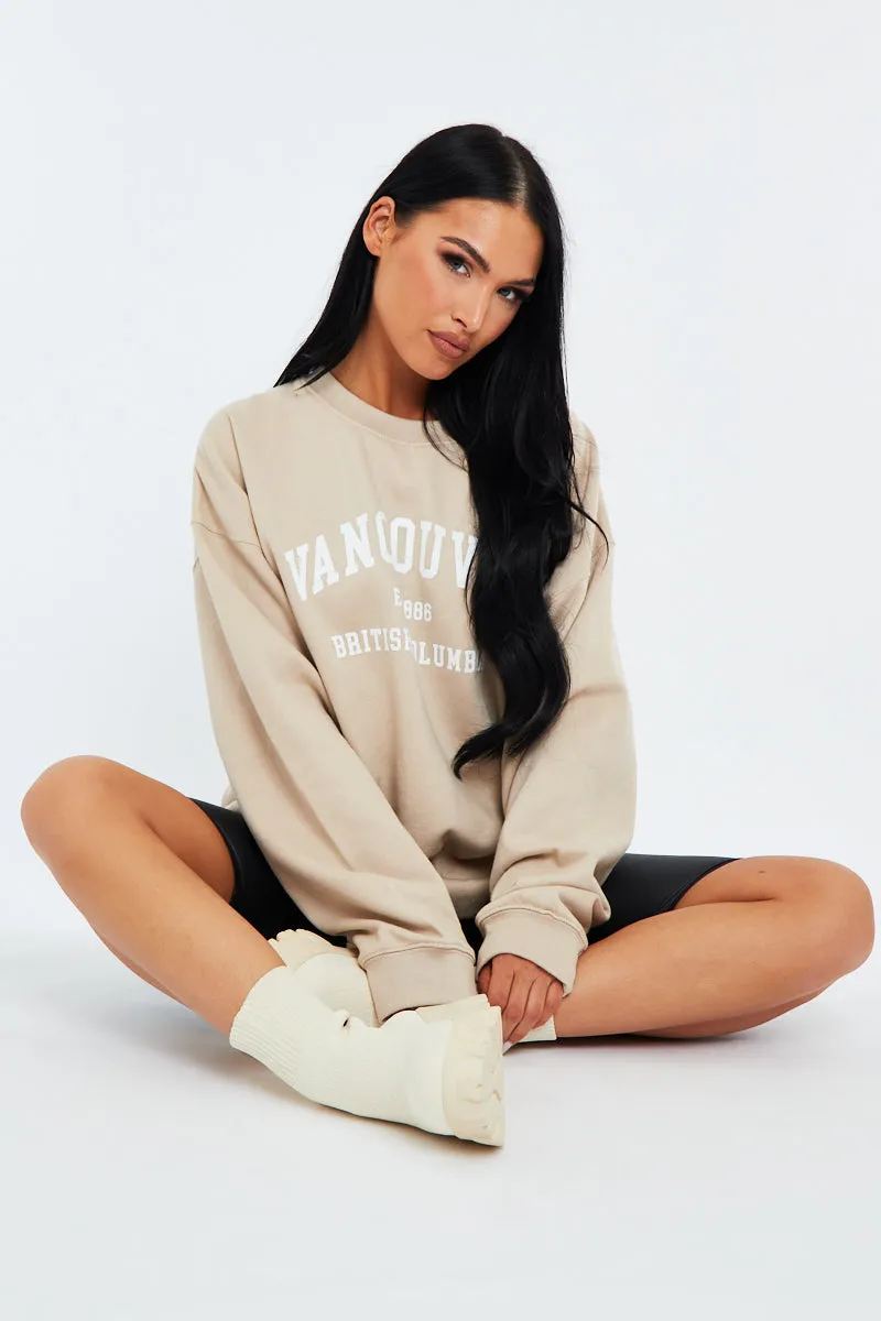 Beige Oversized Vancouver Sweatshirt - Kyran