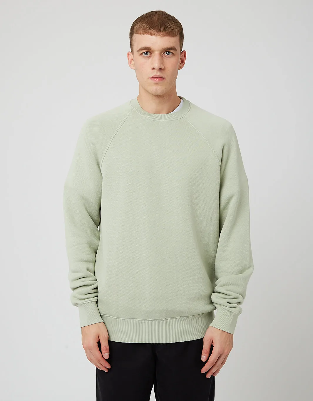 Bhode Raglan Crew Sweatshirt (Loopback) - Sage Green