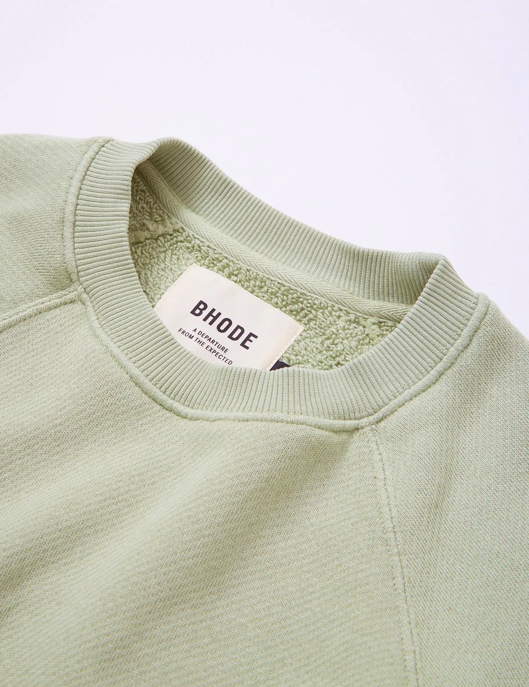 Bhode Raglan Crew Sweatshirt (Loopback) - Sage Green