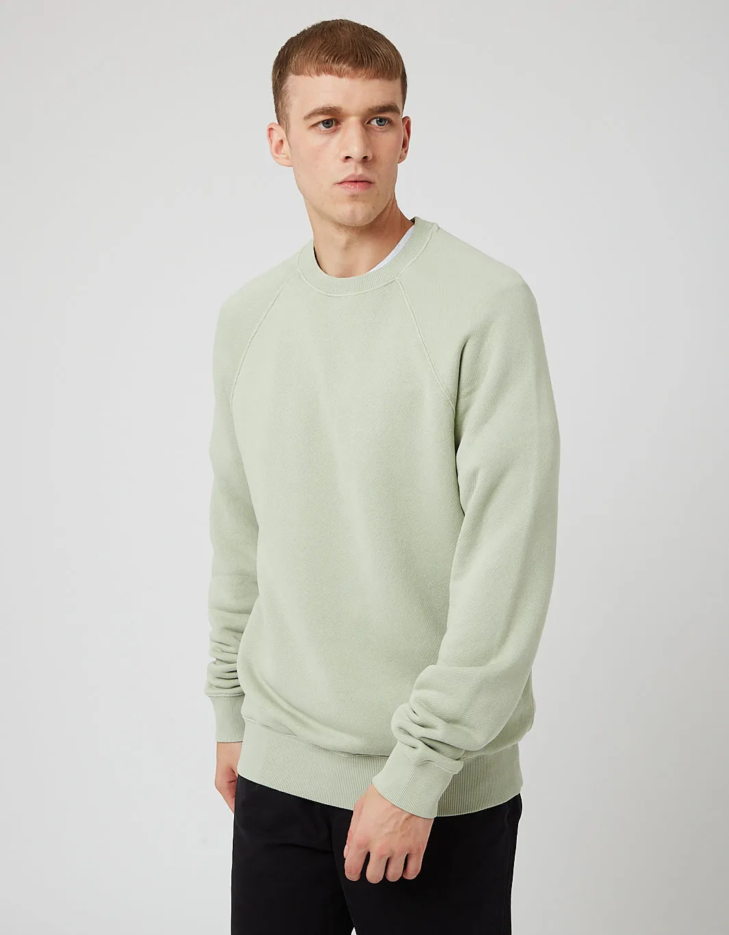 Bhode Raglan Crew Sweatshirt (Loopback) - Sage Green