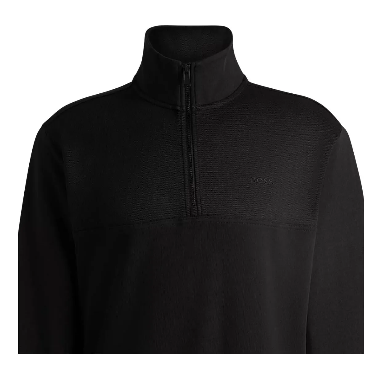 BOSS Ze Cord Black Half Zip Sweatshirt