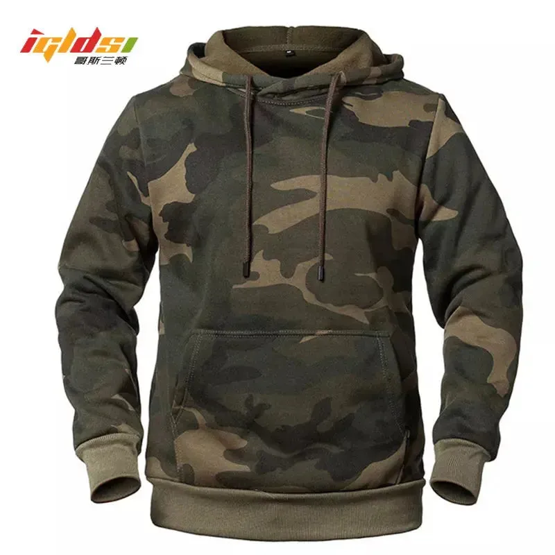 Camouflage Hoodies Men's Fashion Sweatshirt Male Camo Hooded Hip Autumn Winter Hoodie Men's Fleece Outwear Coats US/EUR Size