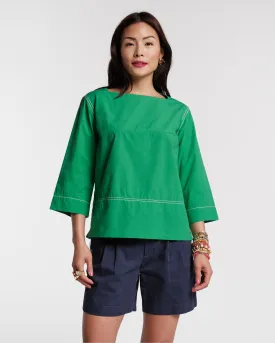 Carly Top Cotton Poplin Green White