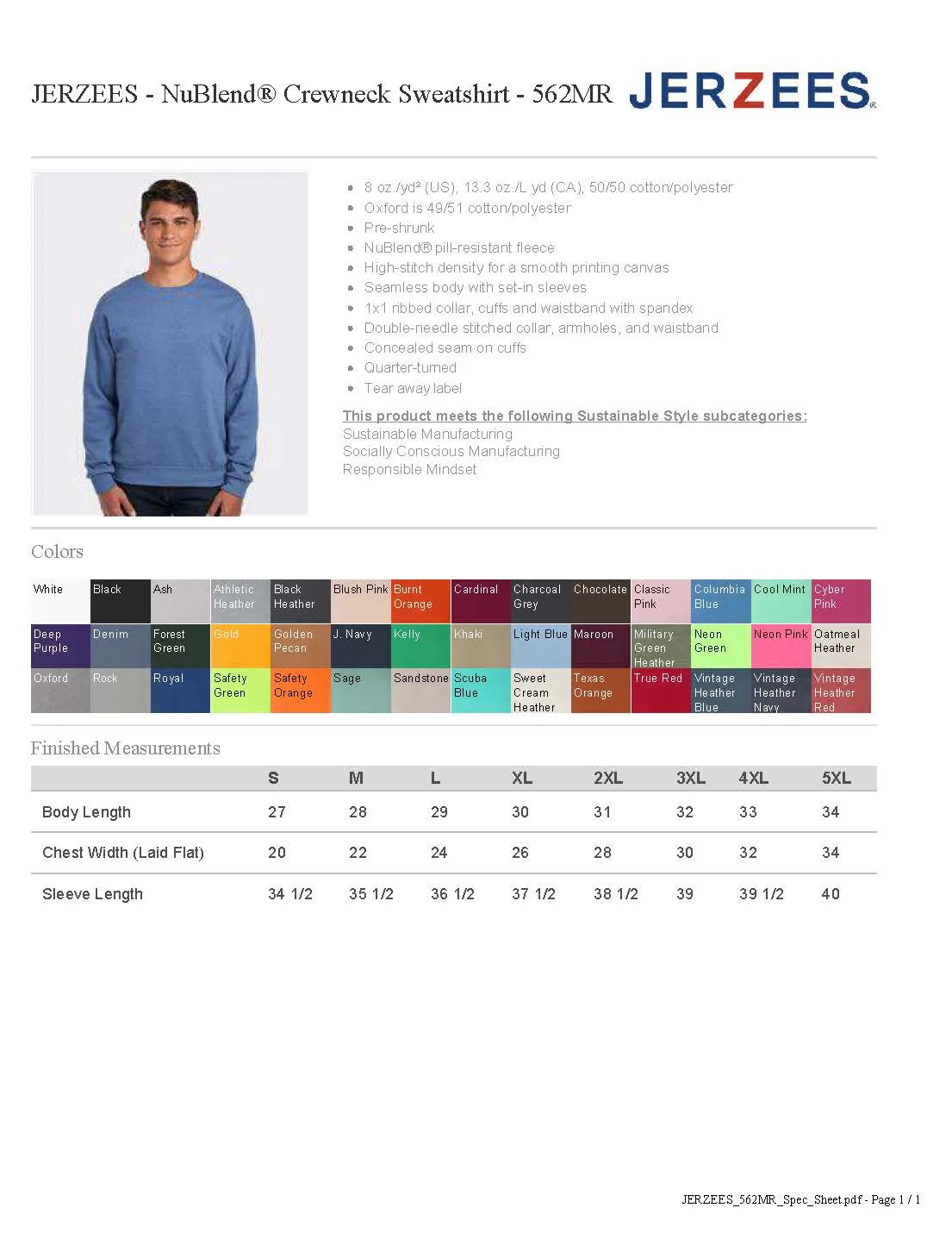 Crew Neck Sweatshirt - Oxford Grey