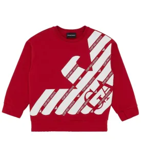 Emporio Armani Junior Red Oversized Eagle Logo Sweatshirt