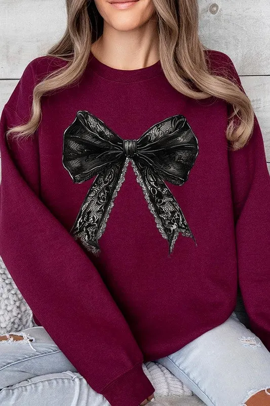 Halloween Coquette Bow Graphic Fleece Sweatshirt