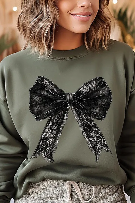 Halloween Coquette Bow Graphic Fleece Sweatshirt