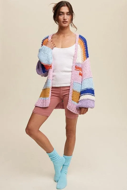 Hand Knitted Multi Striped Cardigan