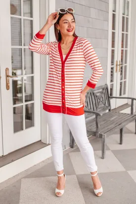 Striped Cardigan Sweatshirt