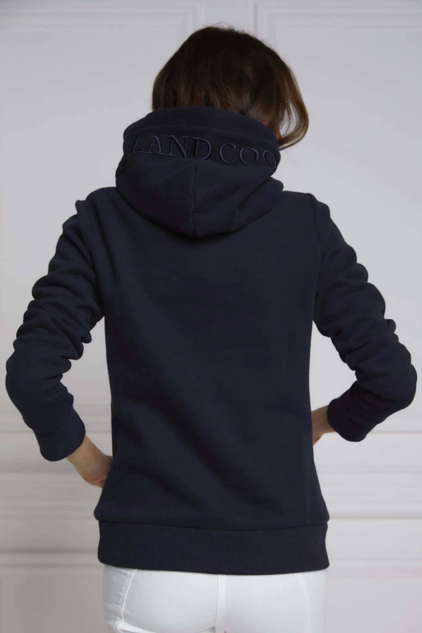 Holland Cooper GBE Flock Logo Hoodie in Ink Navy