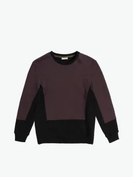 Horizontal Color Block Crew Neck Sweatshirt Burgundy