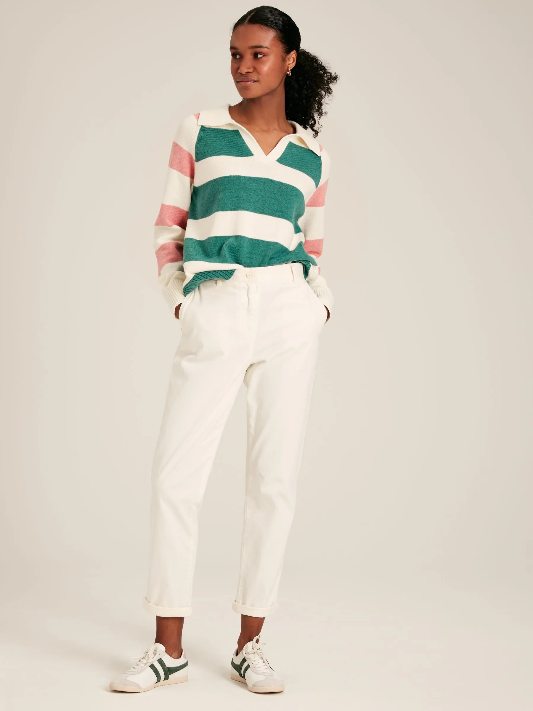 Marion Pink/Green Striped Jumper with Collar