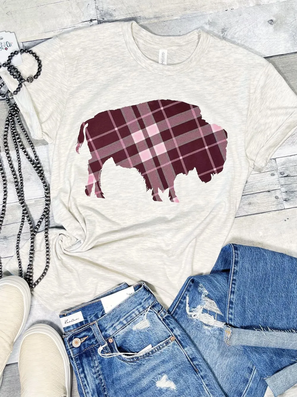 Mauve and Maroon Plaid Buffalo Tee for WT...or not