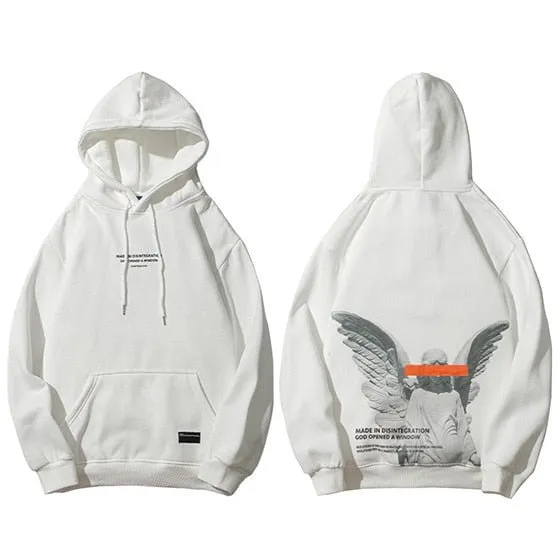 Mens Harajuku Angel God Printed Hoodie