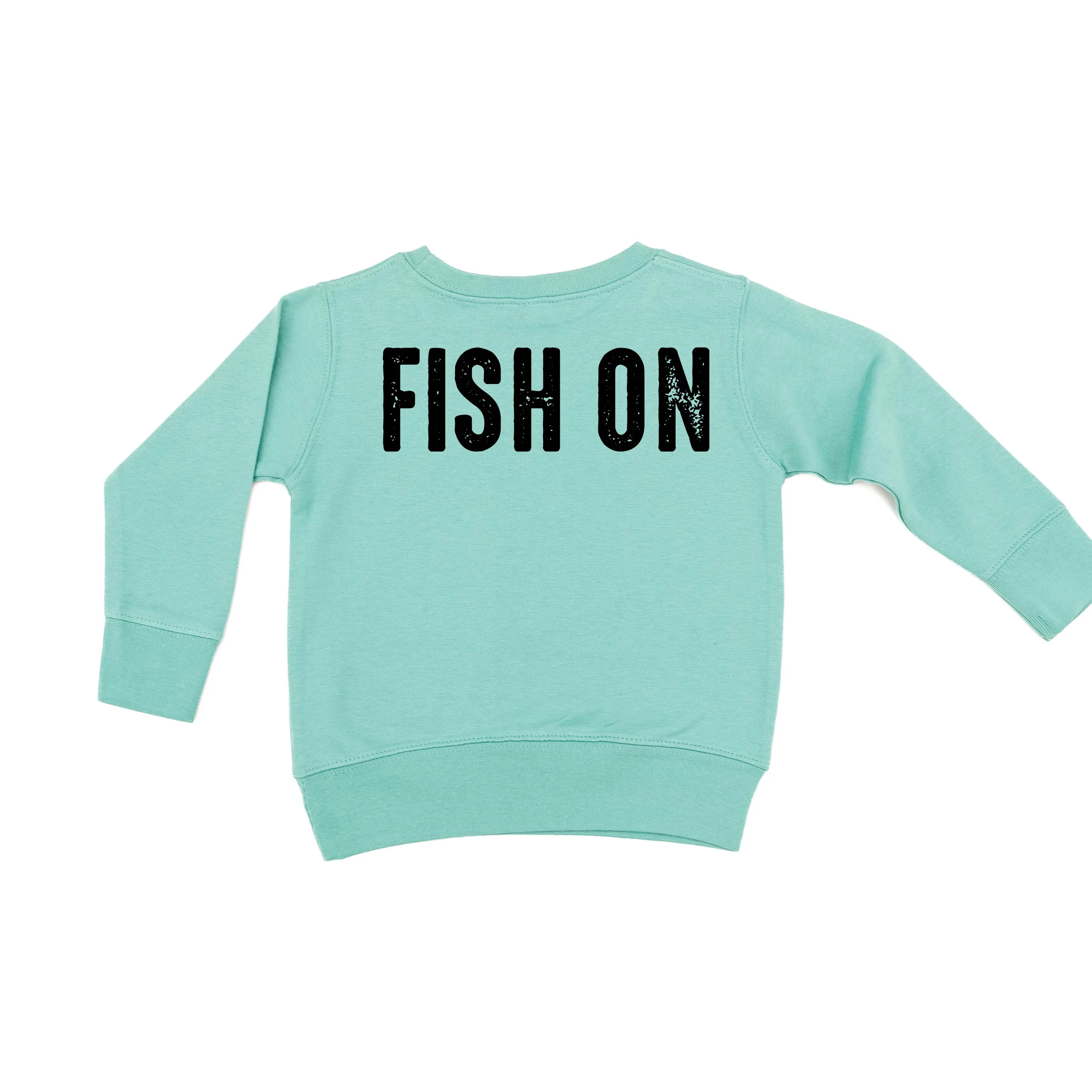 Mountain Fish & Pole Pocket Design on Front w/ FISH ON on Back - Child Sweater