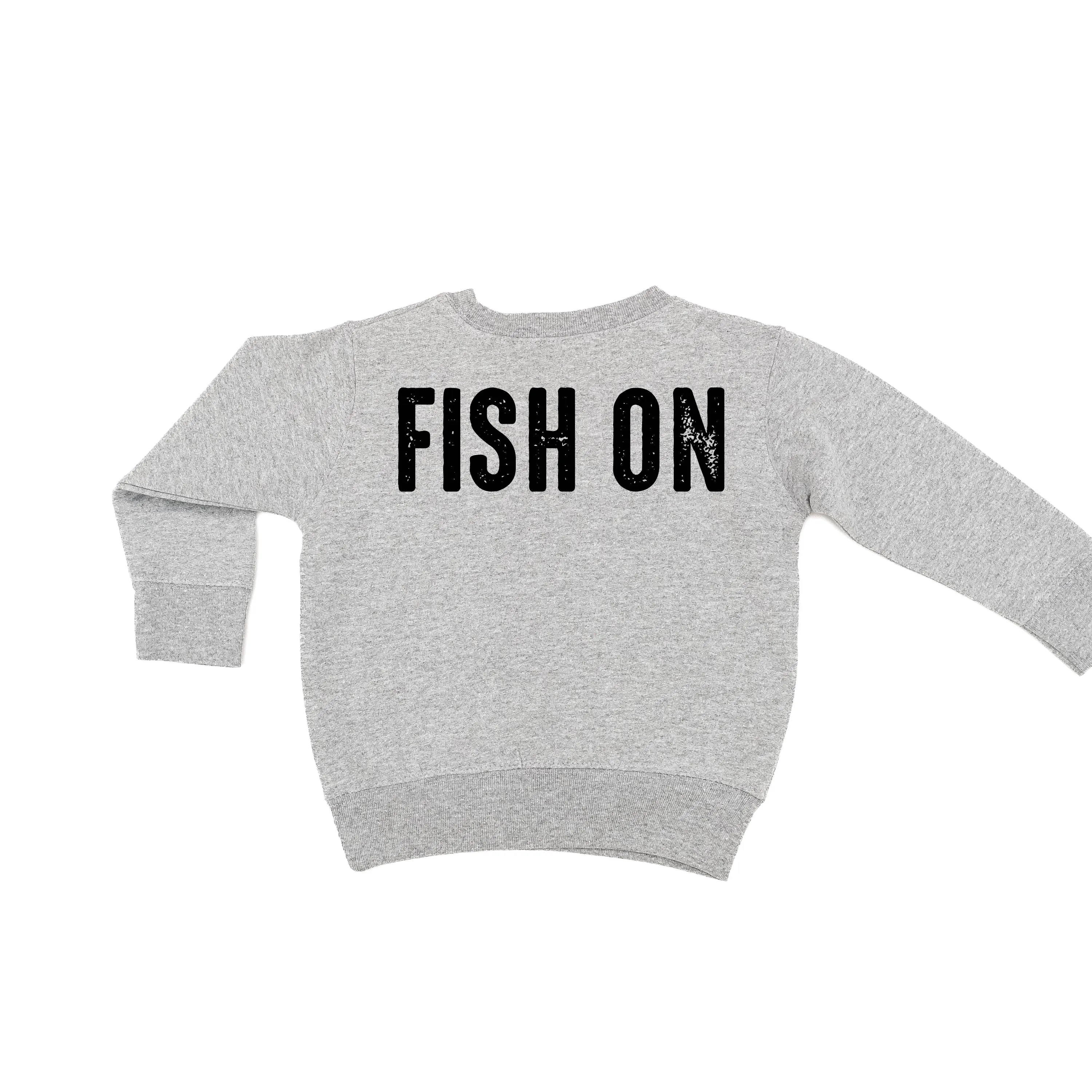 Mountain Fish & Pole Pocket Design on Front w/ FISH ON on Back - Child Sweater