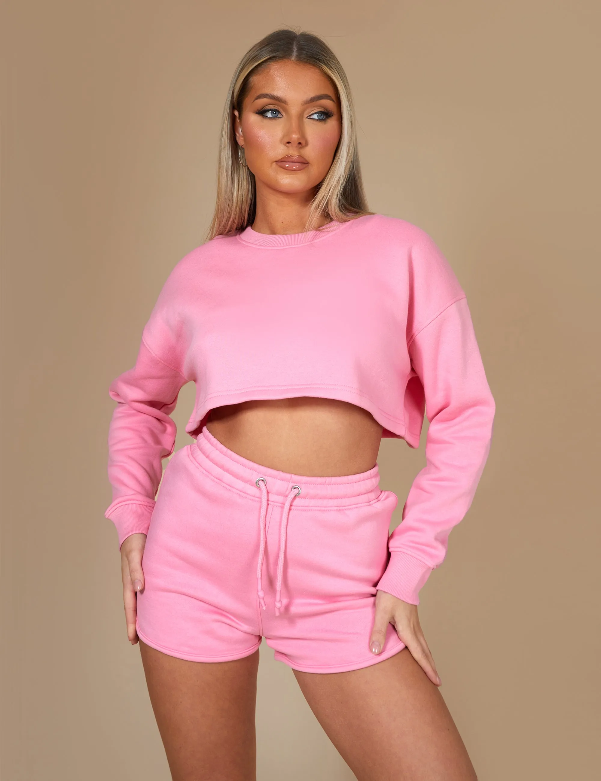 Oversized Cropped Sweat Pink