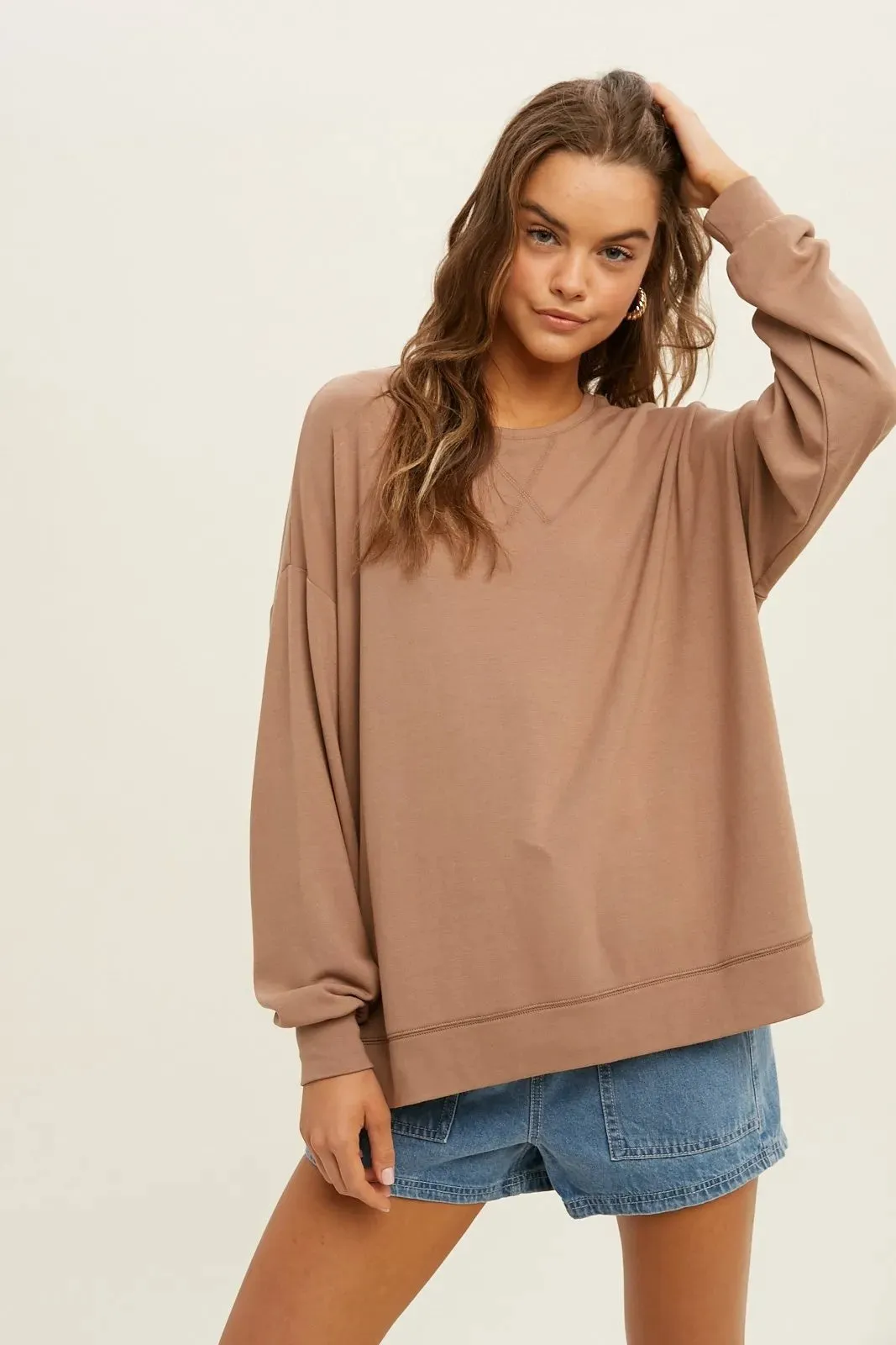 Oversized French Terry sweatshirt with side slits