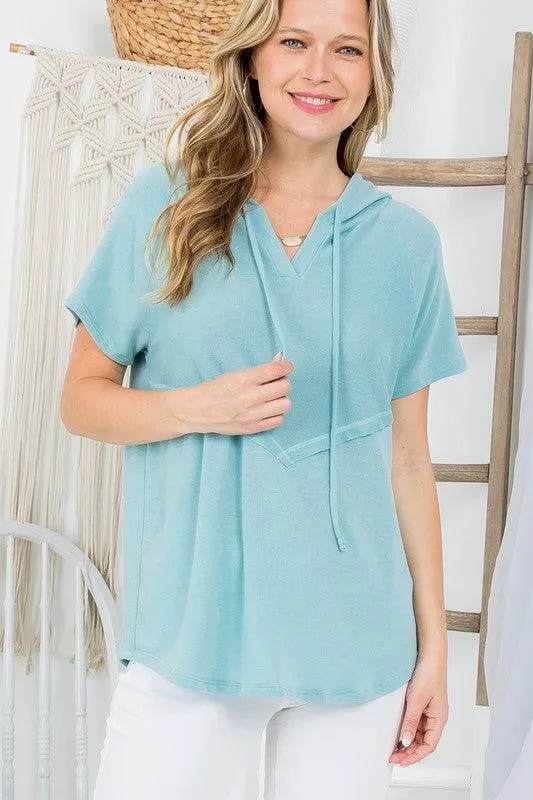 Oversized Short Sleeved Hoodie Sweatshirt