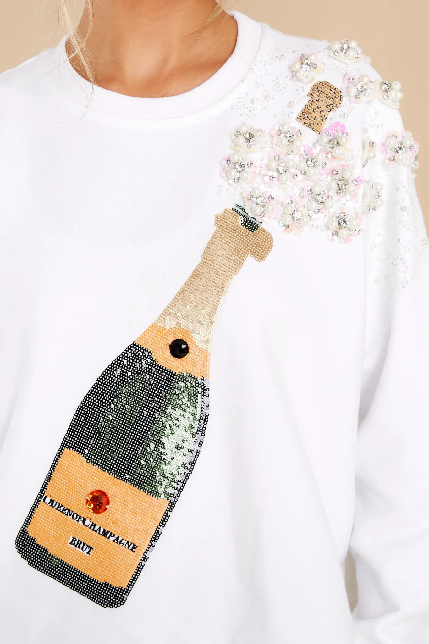 Popping Champagne White Sweatshirt