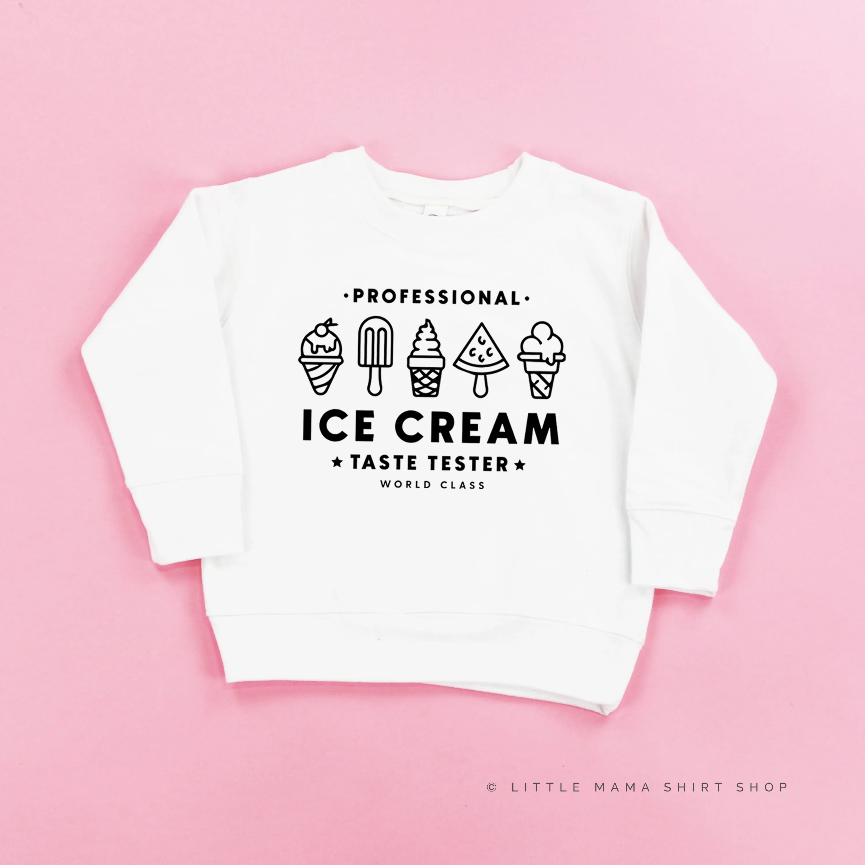 Professional Ice Cream Taste Tester -  Single Cone on Back - Child Sweater