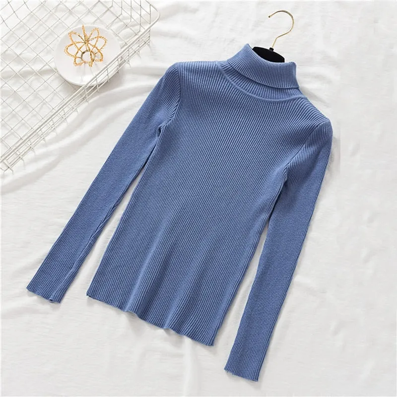 Pullovers Women Turtleneck Sweaters Fashion Spring Long Sleeve Female Jumper Autumn Korean Basic Top Soft Knitted Sweater