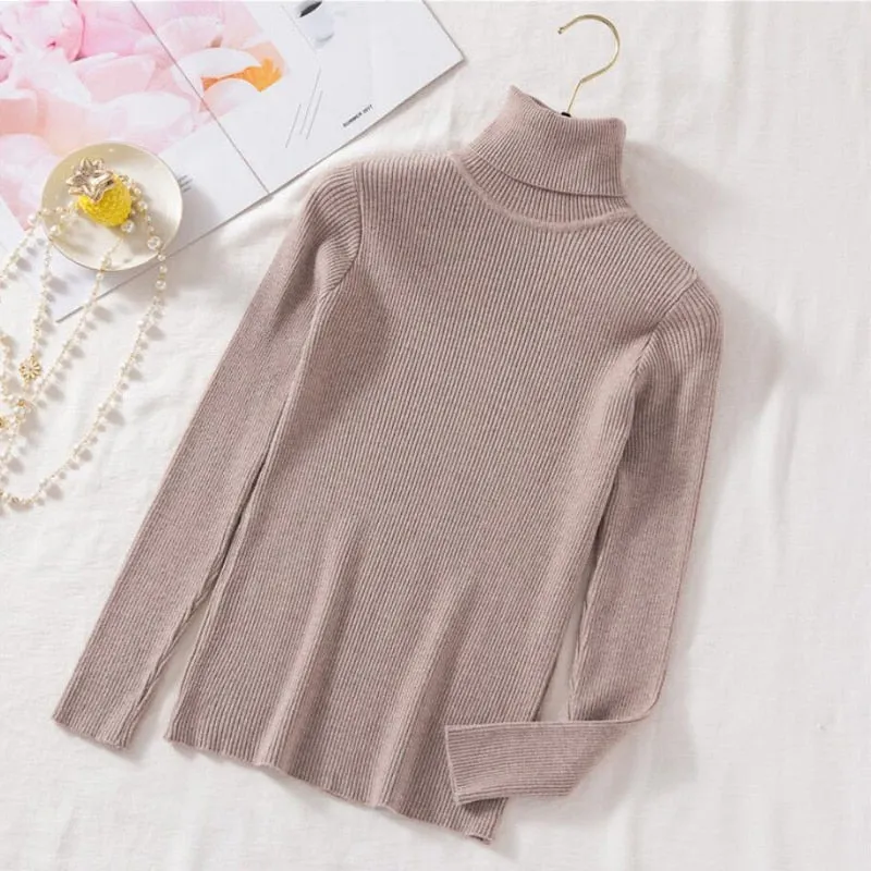 Pullovers Women Turtleneck Sweaters Fashion Spring Long Sleeve Female Jumper Autumn Korean Basic Top Soft Knitted Sweater