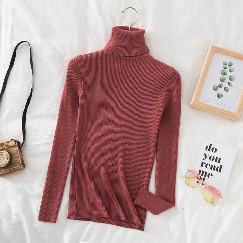 Pullovers Women Turtleneck Sweaters Fashion Spring Long Sleeve Female Jumper Autumn Korean Basic Top Soft Knitted Sweater