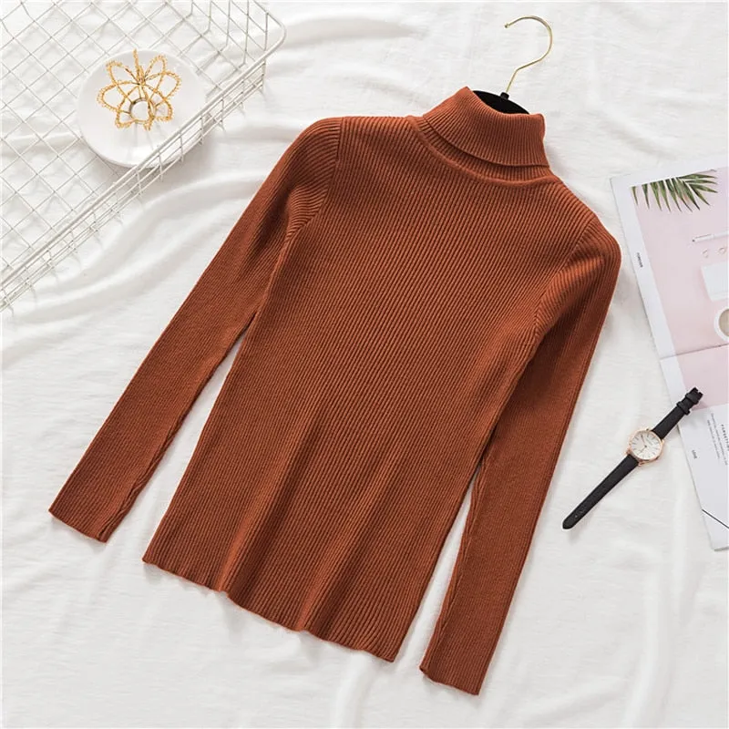 Pullovers Women Turtleneck Sweaters Fashion Spring Long Sleeve Female Jumper Autumn Korean Basic Top Soft Knitted Sweater