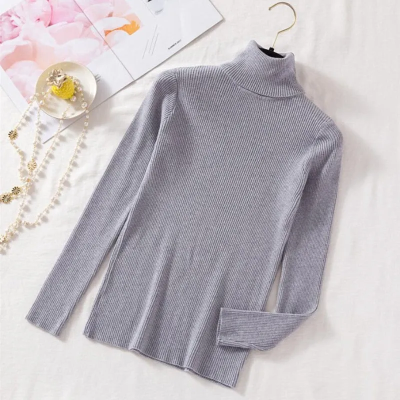 Pullovers Women Turtleneck Sweaters Fashion Spring Long Sleeve Female Jumper Autumn Korean Basic Top Soft Knitted Sweater