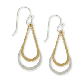 Small Two Tone Double Teardrop Earring