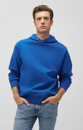 SNAP-BUTTON HOODIE IN TRUE BLUE