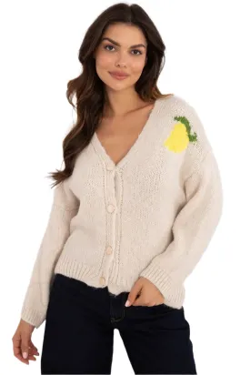 TEEK - Lemons Khaki  Button Front Cardigan