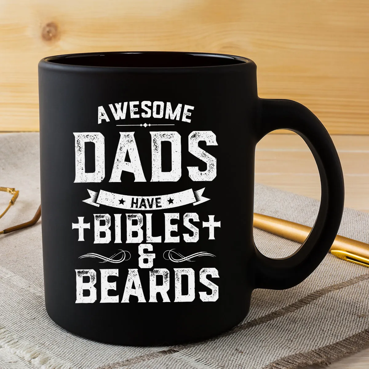 Teesdily | Awesome Dad Have Bibles And Beards Shirt Father's Day Gift, Jesus Lovers, Beards Man Tee, Christian Gifts, Daddy Tee Sweatshirt Hoodie Mug