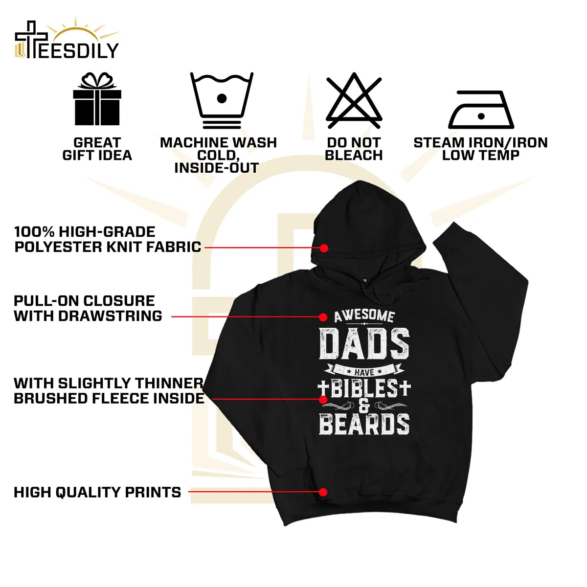 Teesdily | Awesome Dad Have Bibles And Beards Shirt Father's Day Gift, Jesus Lovers, Beards Man Tee, Christian Gifts, Daddy Tee Sweatshirt Hoodie Mug