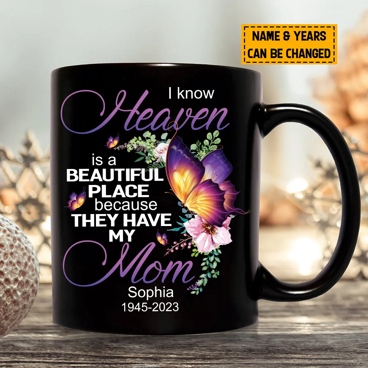 Teesdily | Butterfly Remembrance Customized Casual Shirt Mom In Heaven Sweatshirt Hoodie Mug Heaven Have My Mom Remembrance Personalized Gifts