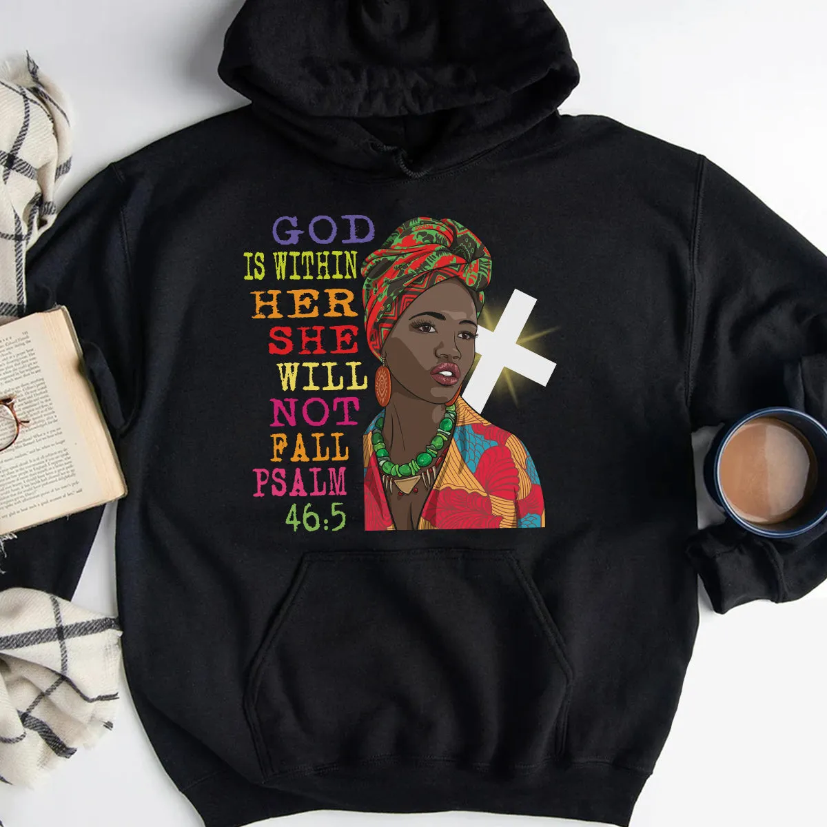 Teesdily | Christian Native African Women Casual Shirt God Is Within Her Bible Verse Sweatshirt Hoodie Mug Black Pride Month Clothing Black Girl Gifts